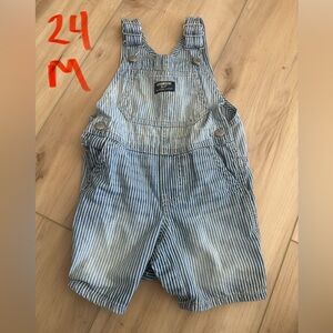 OshKosh B'gosh Classic Blue Striped Short Overalls